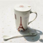 Kaffeetasse mit Deckel Löffel images