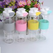 glass drinking bottle with silicone sleeve images
