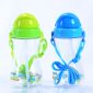 Colorful plastic bottle 500ml with lanyard and straw small picture