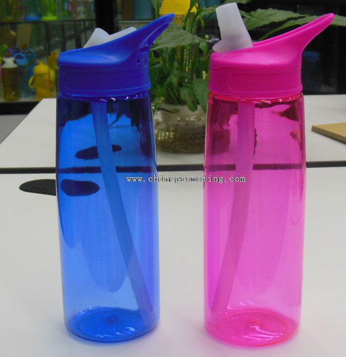 deportes botella de agua con tapa labio paja