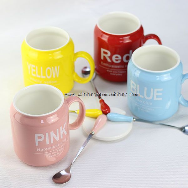 Can-shaped 400ml Simple Ceramic Mug