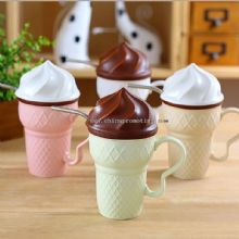 ice cream shape mug coffee milk water cup with lid and straw images