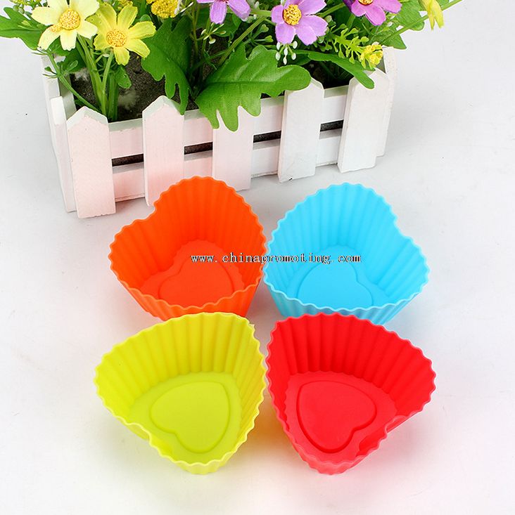 silicone heart shape cake cups