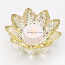 Clear Glass Gold Plating Lotus Flower Candle Holder images