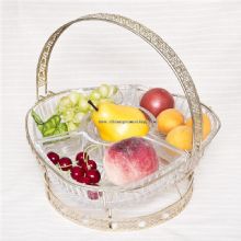 glass fruit plate with metal support images