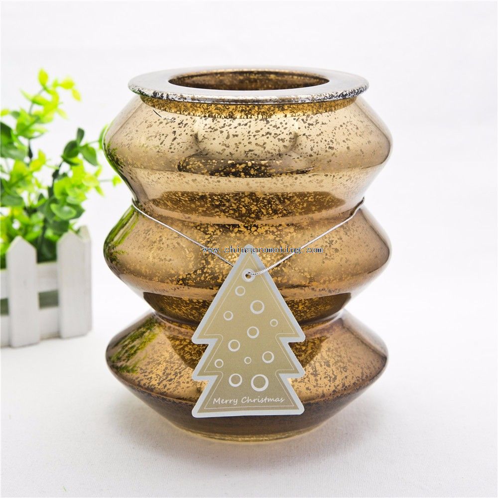 Gold Plating Glass Candle Holder With Lid