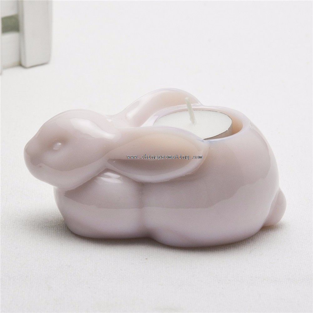rabbit shape round glass candle holder