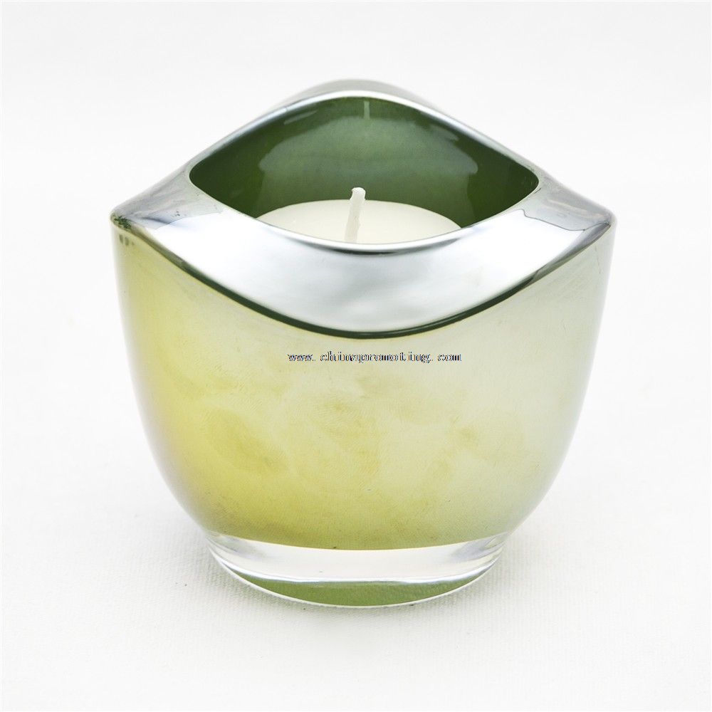 waved shape mini glass tealight candle holder