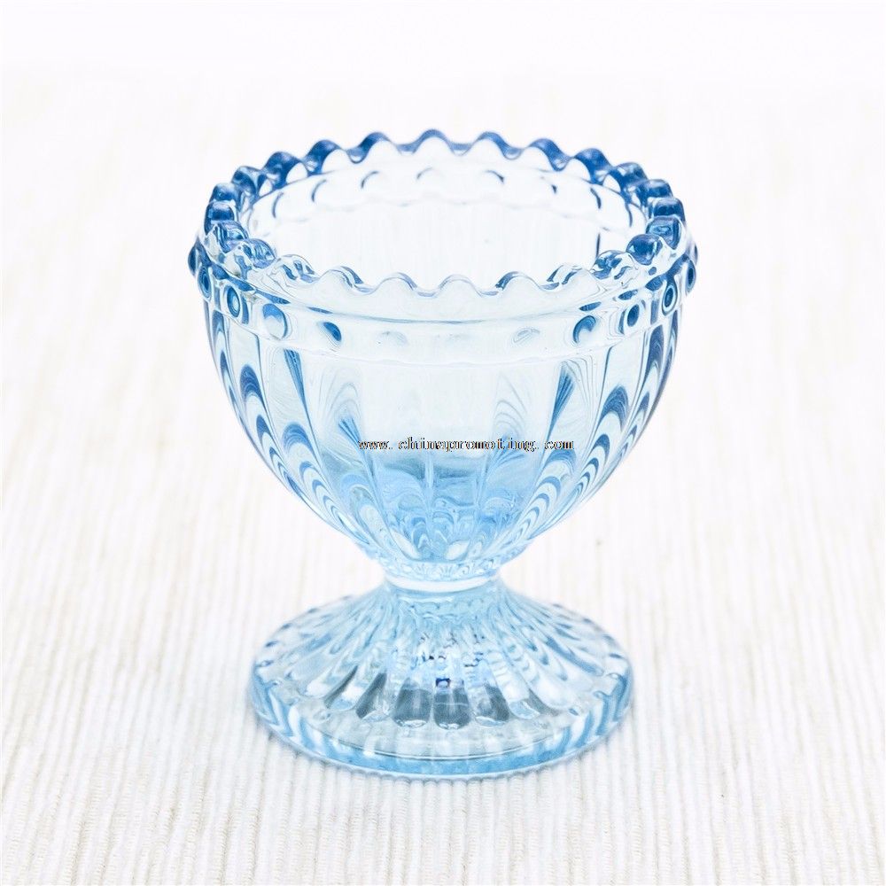 كأس الآيس كريم الزجاج الأزرق
