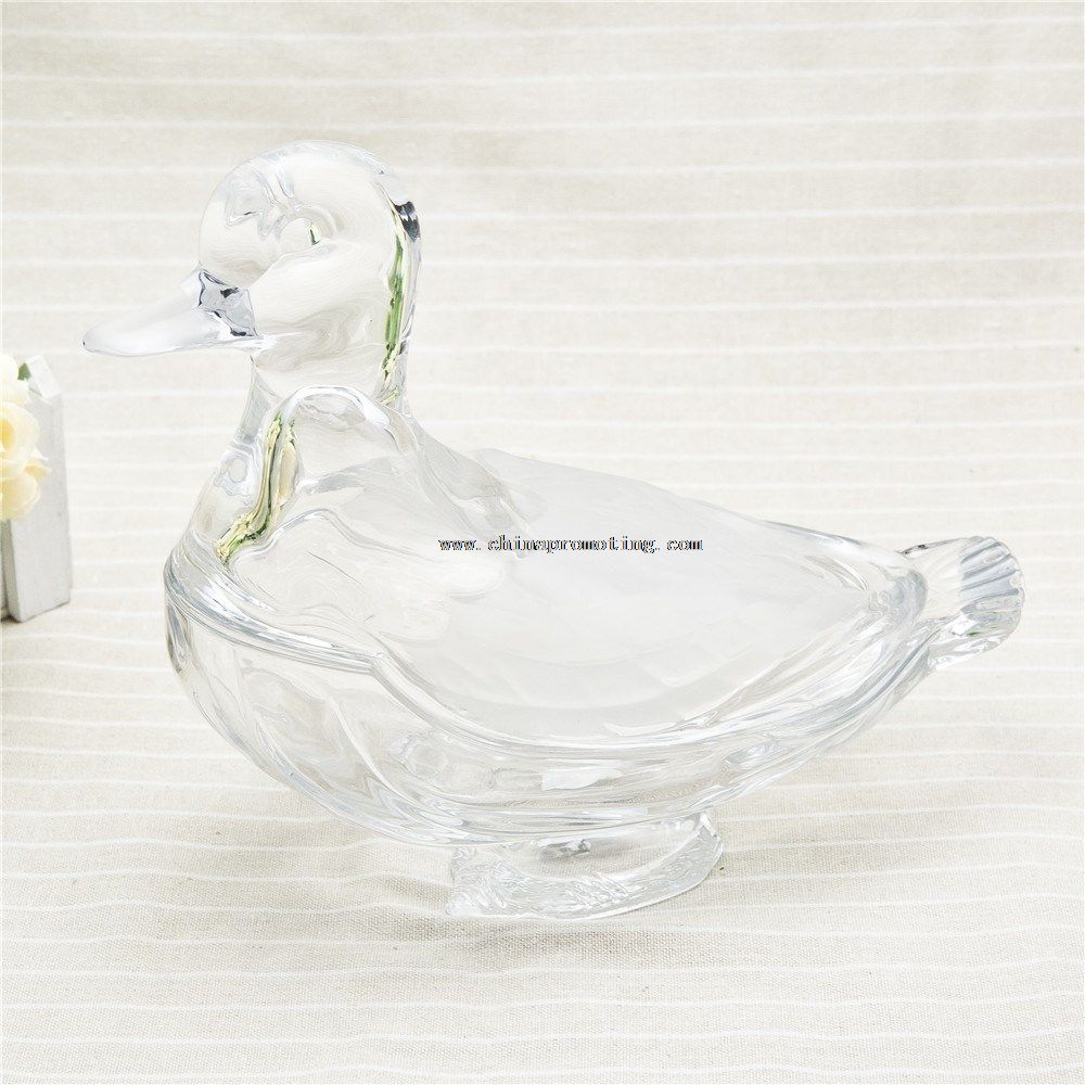 frasco de vidrio de forma de pato