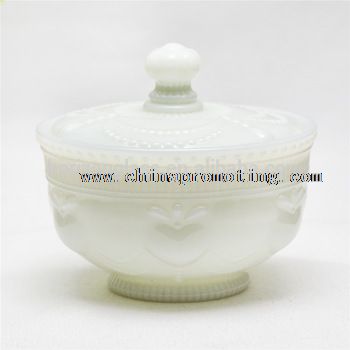 embossed glass candy jar with lid
