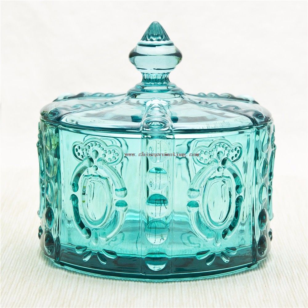 Embossed two tier glass jar