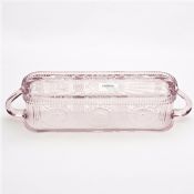 Square Shape Glass Fruit And Dessert Stand With Double Handle images