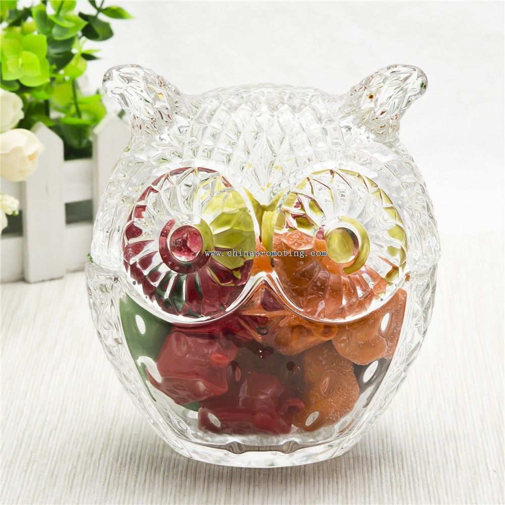 owl shape glass food jar