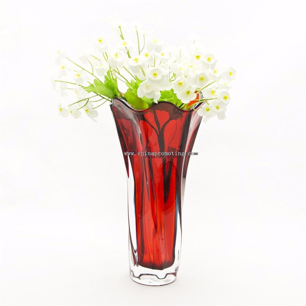 Vaso de decoração de casa de vidro vermelho