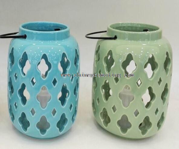 Ceramic hollow design led lantern
