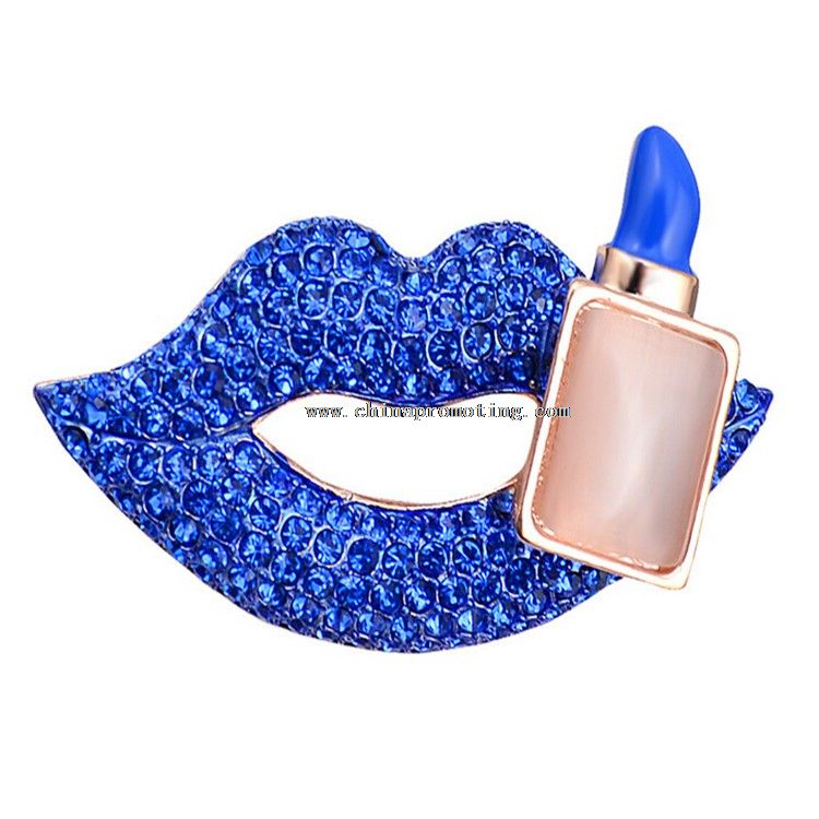 Crystal Sexy Lips Shape Lapel Pin