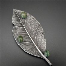 Green Beads Leaf Brooch Lapel Pins images