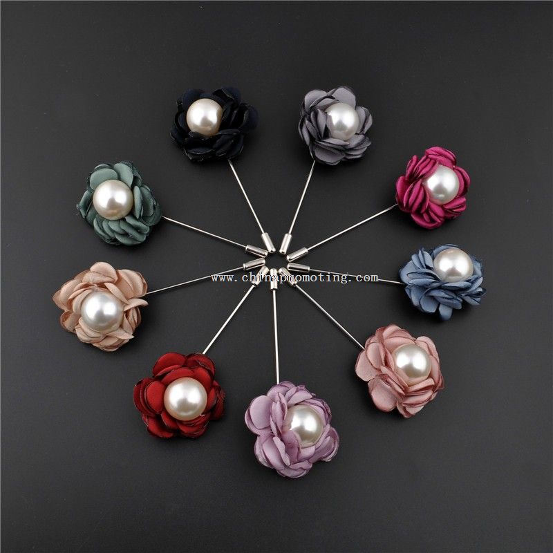 Fabric Flower klopě pin s Pearl