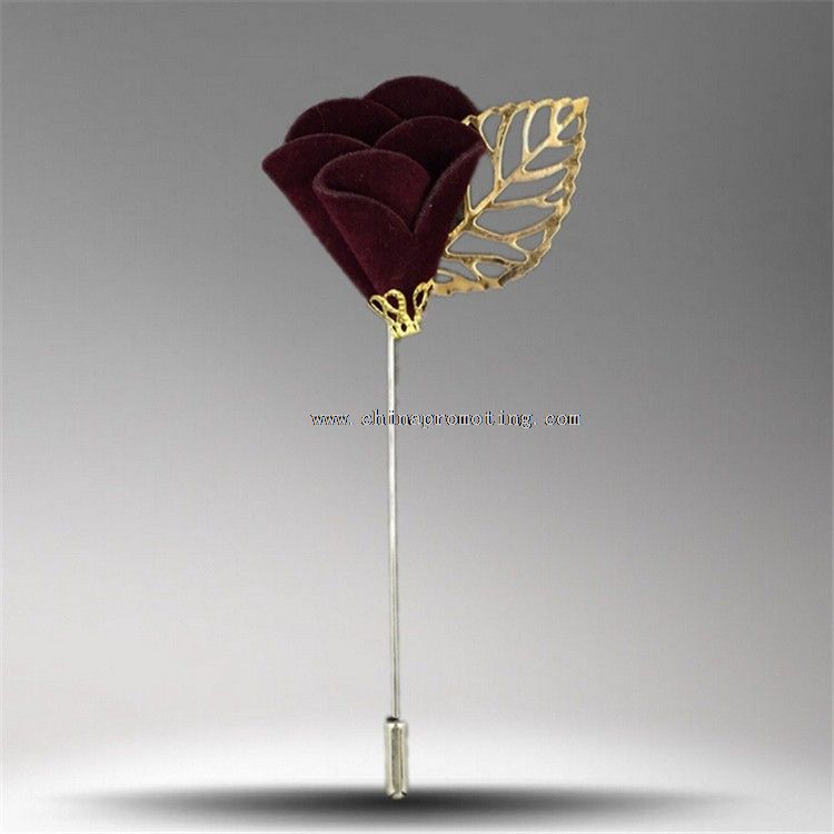 Flower and Leaf Shape Fabric Lapel Badge Pins