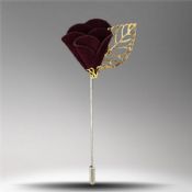 Flower and Leaf Shape Fabric Lapel Badge Pins images