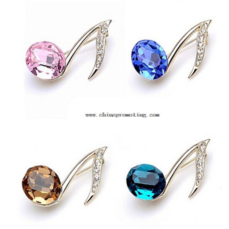 Musical Note Crystal Woman Lapel Badge Pins