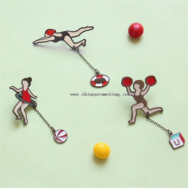 Sport Ball Shape Chain Lapel Badge Pins