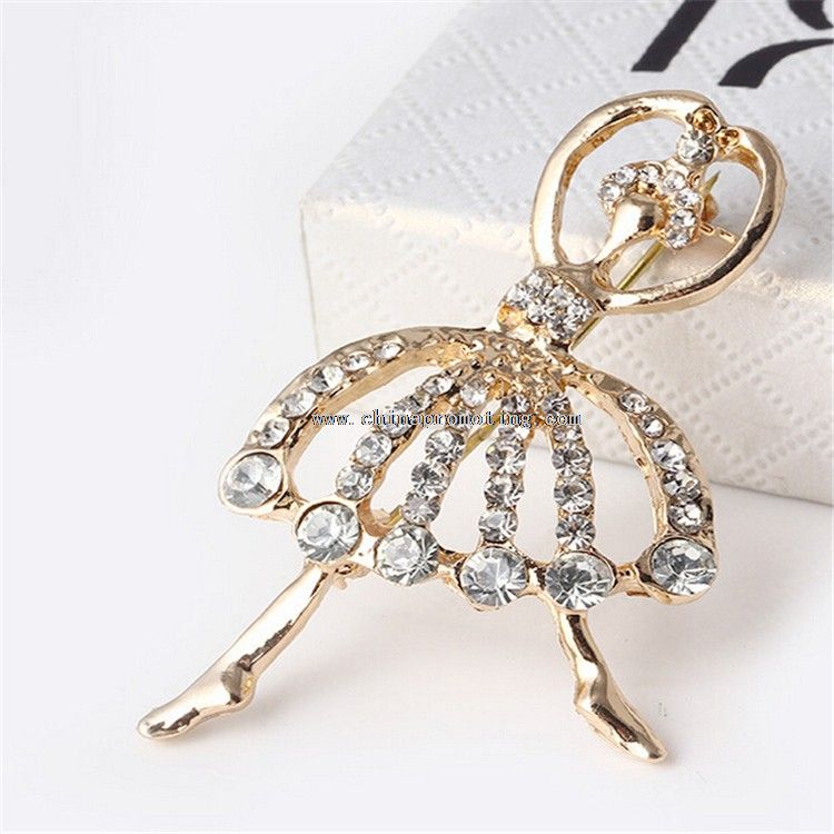 Ballet Girl Collar Crystal Badge Lapel Pin