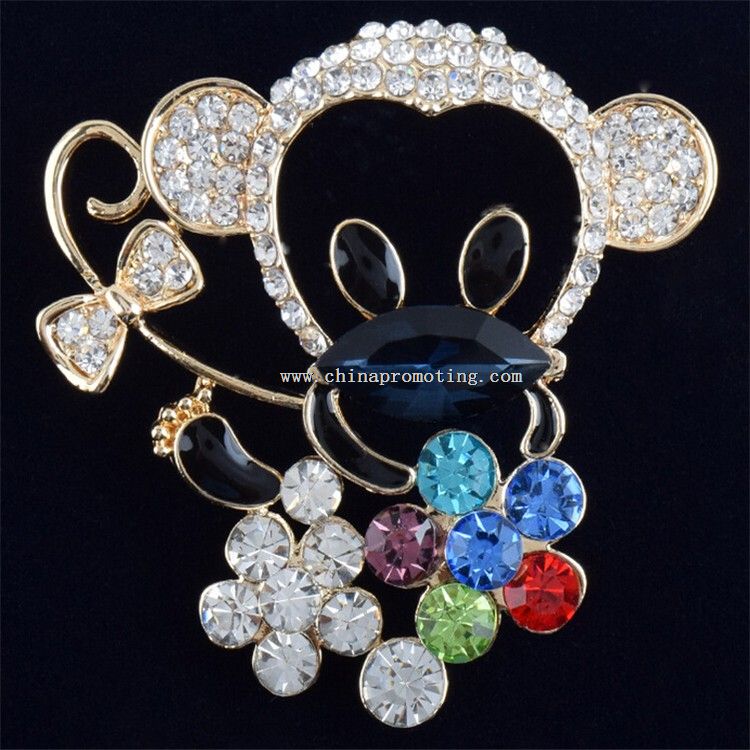 Crystal Monkey Shape Metal Lapel Clothes Pins