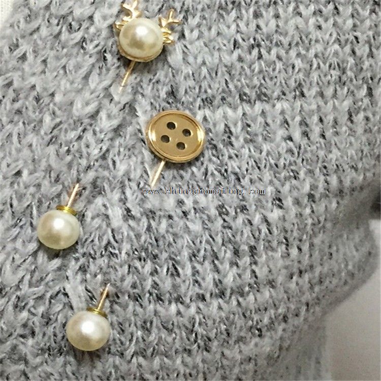 Button Shape Beads Shirt Collar Lapel Pins