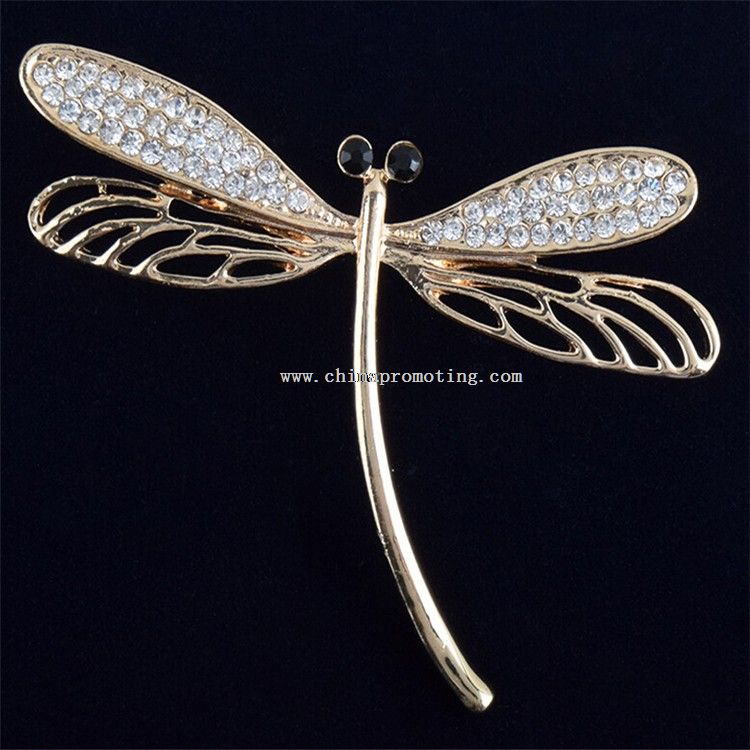 Dragonfly Crystal logam kerah Lapel Pin