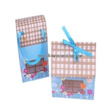 Blue Cardboard Fancy Shape With Ribbon Handle Compartment Inlay PVC Window images