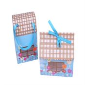 Blue Cardboard Fancy Shape With Ribbon Handle Compartment Inlay PVC Window images