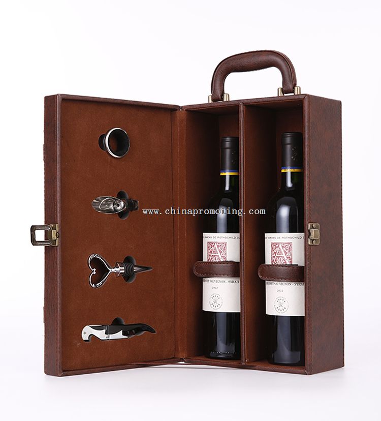 PU cuir en bois bouteille vin coffret cadeau