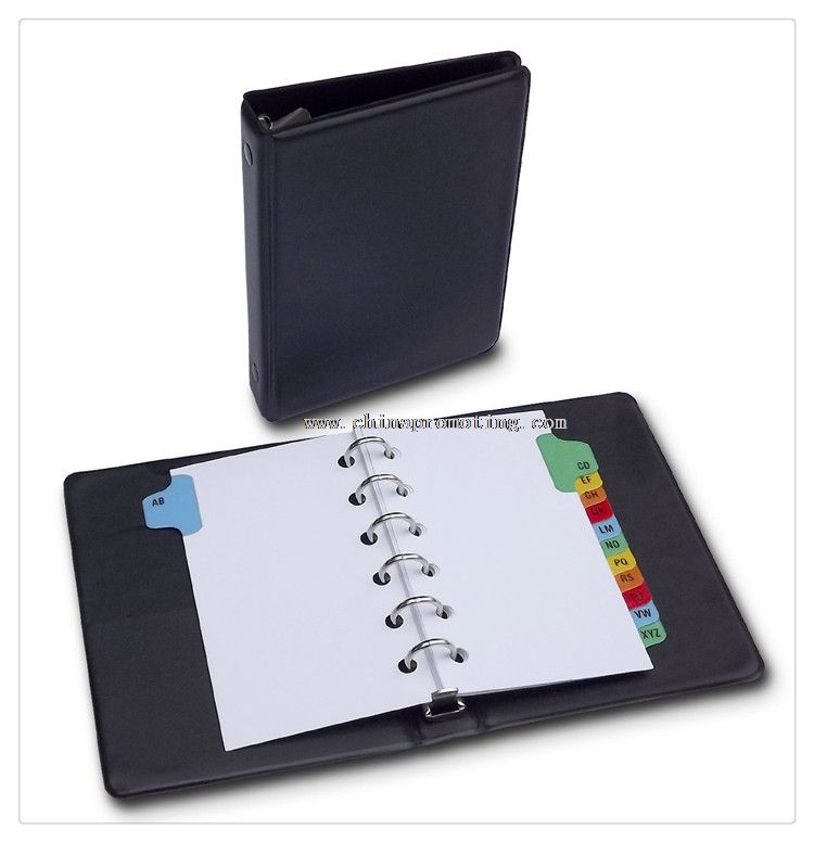 Piele negru Folder forma 6-inel Binder