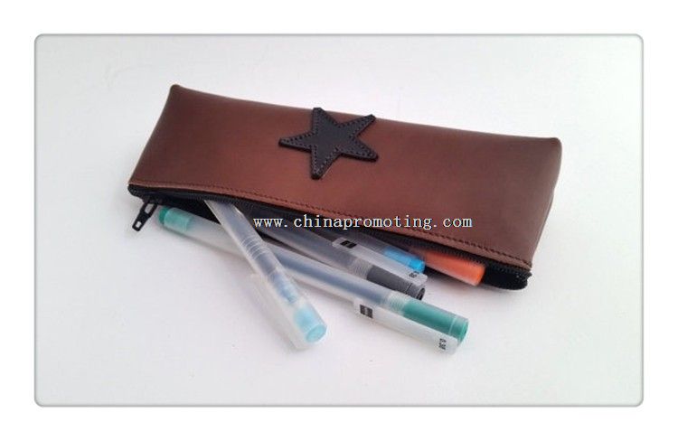 Leather Pencil Case with Zipper