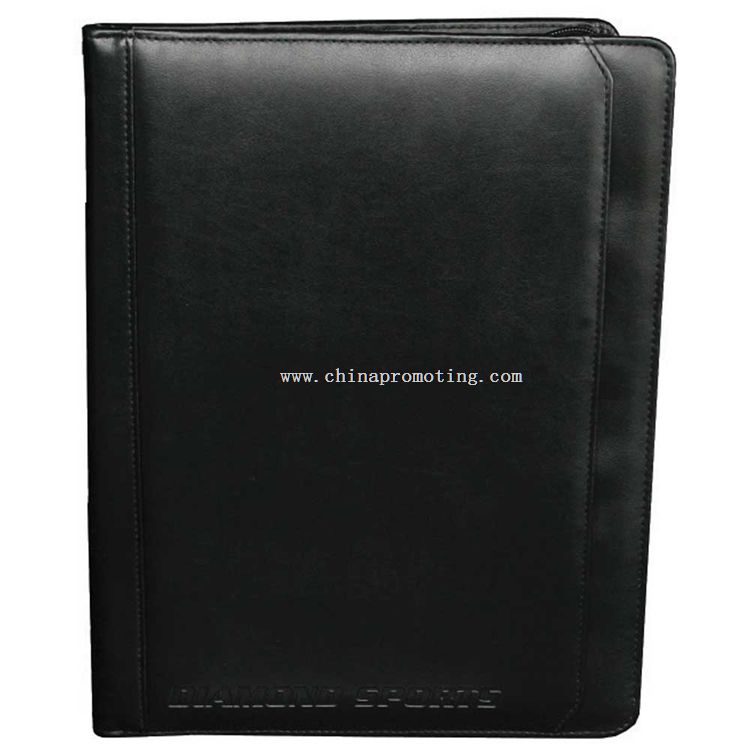 Leather Portfolio Personalized with Zipper Closure and Calculator