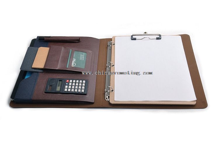 Portofolio Ring Binder 3 kasus kulit dengan Clipboard