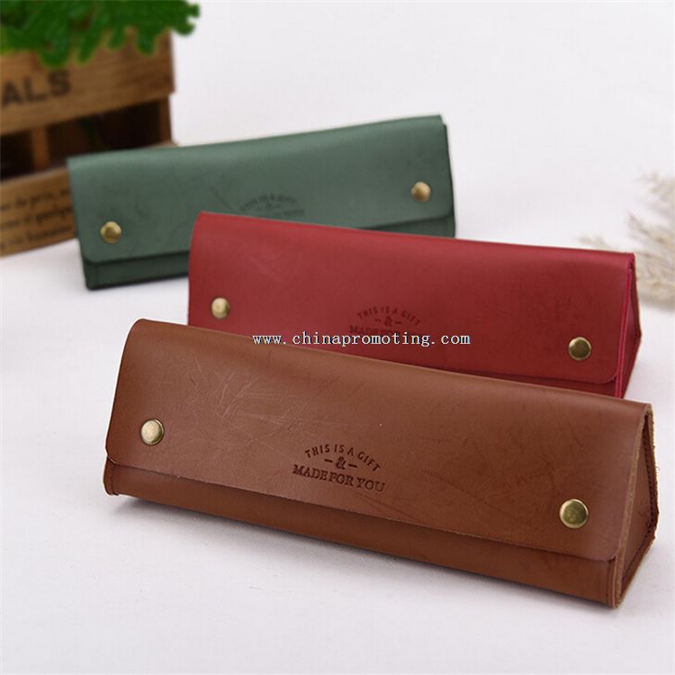 PU Leather Triangle Hard shell Pencil Case