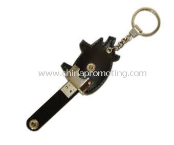 Leather USB Disk with Keychain
