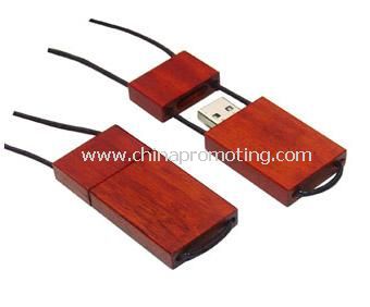 Unidade de Flash USB de madeira com cordão
