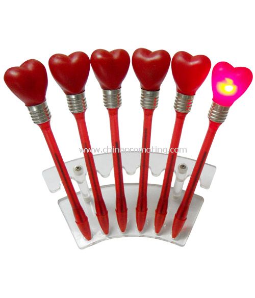 Flashing heart pen with heart