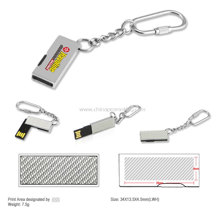 قرص USB معدنية مع سلسلة المفاتيح