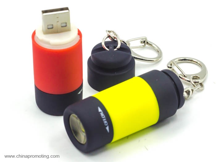  USB charge led keyring torch