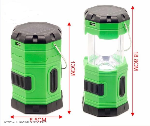 USB Mobile Charger AC and Solar Rechargeable 6LEDs camping lantern
