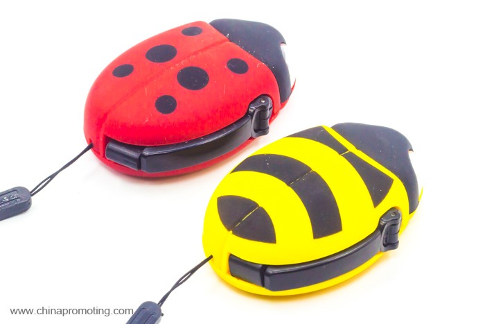  ABS plastic ladybird shape 2 led dynamo torch light