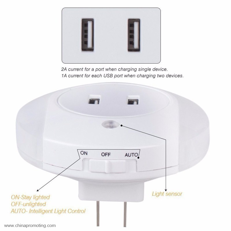 2 port USB LED Night Light