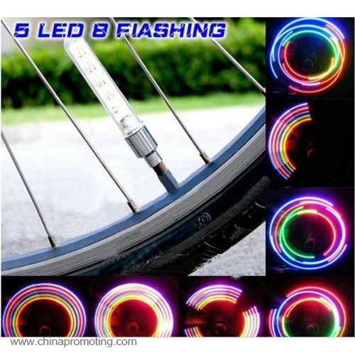Bicycle Wheel Tire Valve Cap Spoke 5 LED Lights