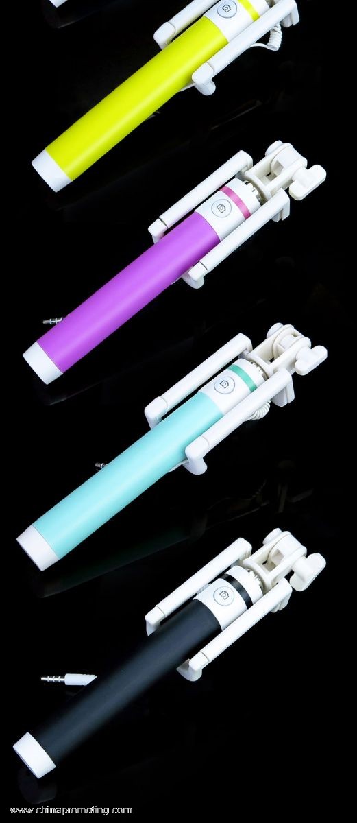 Colorful foldable cable wired monopod universal selfie stick