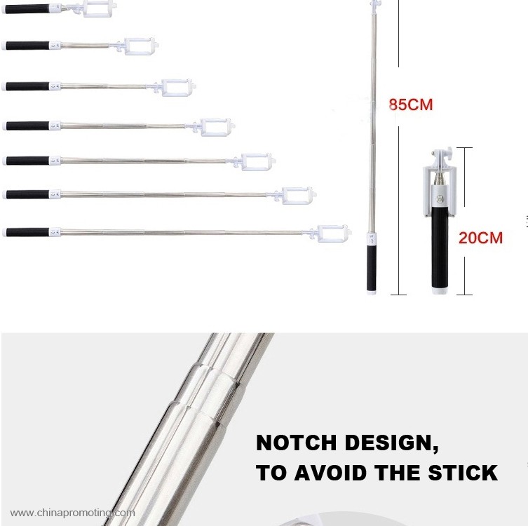 Selfie stick with bluetooth shutter button 